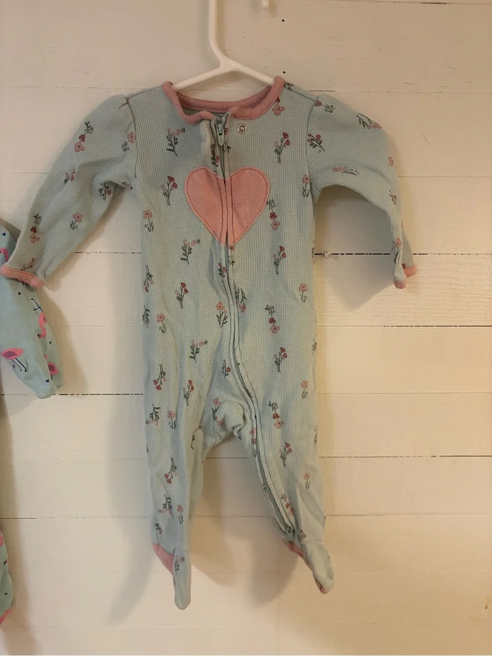 Baby Girl 9M Footed Pajama Sleeper Lot Huggies Carters Flamingo Floral